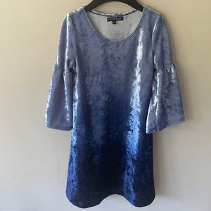 Brand: My Michelle Girls 
Blue Ombre velvet" stretchy dress with bell sleeves.